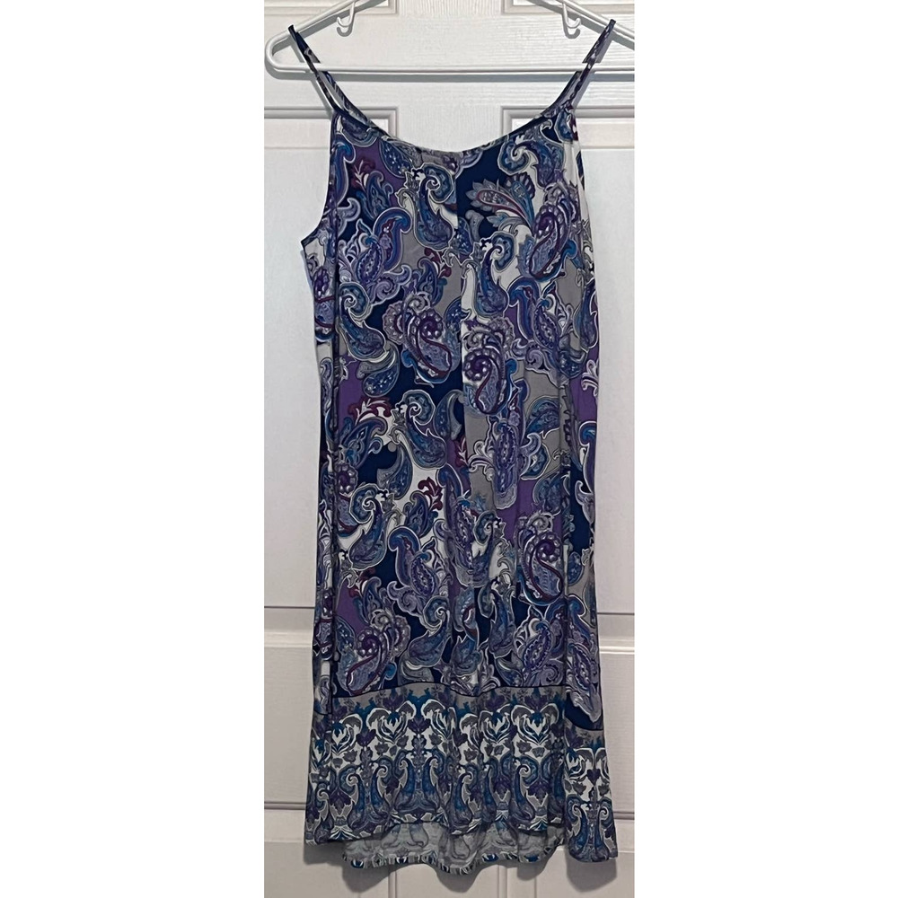 Tacera Women's Blue Purple‎ Paisley Sundress Dress Size M 31" Long x 18" PTP